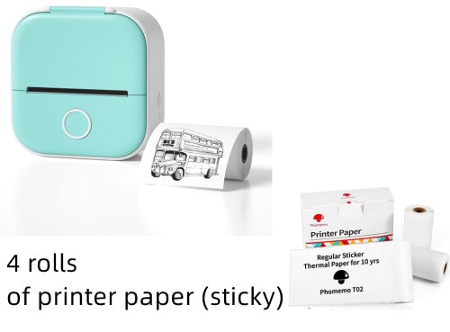 PrintBunny™ Mini Printer Set – 1 Printer + 4 Sticky Paper Rolls