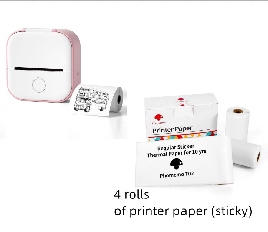 PrintBunny™ Mini Printer Set – 1 Printer + 4 Sticky Paper Rolls