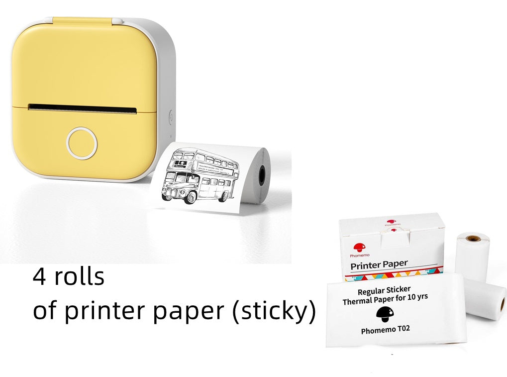 PrintBunny™ Mini Printer Set – 1 Printer + 4 Sticky Paper Rolls