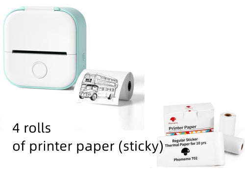 PrintBunny™ Mini Printer Set – 1 Printer + 4 Sticky Paper Rolls