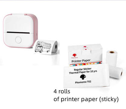 PrintBunny™ Mini Printer Set – 1 Printer + 4 Sticky Paper Rolls