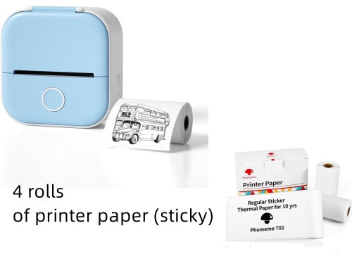 PrintBunny™ Mini Printer Set – 1 Printer + 4 Sticky Paper Rolls