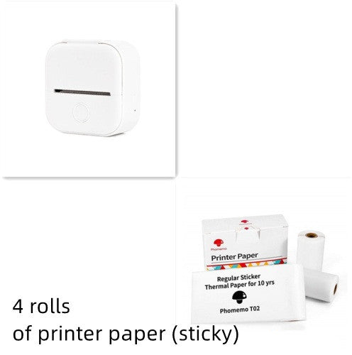 PrintBunny™ Mini Printer Set – 1 Printer + 4 Sticky Paper Rolls